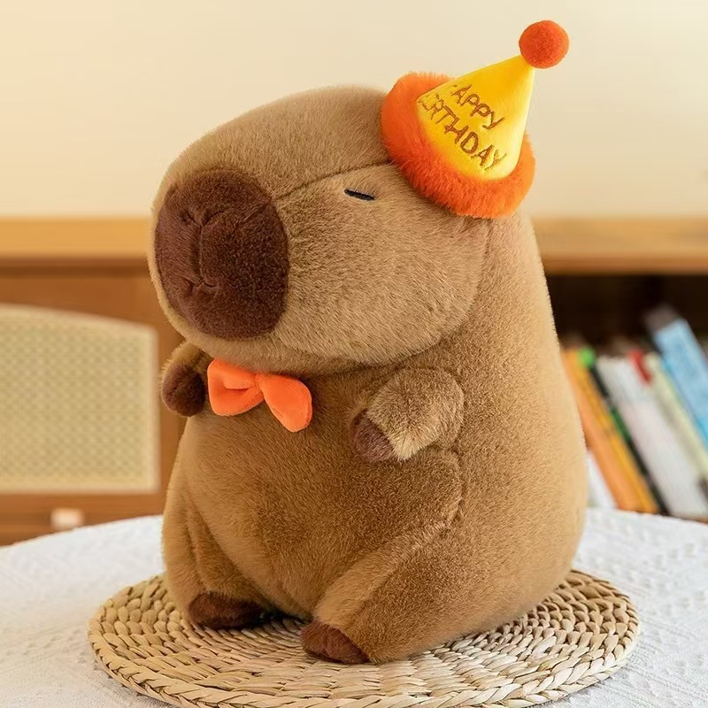 Gấu Bông Chuột Capybara Đội Mũ Happy thumb