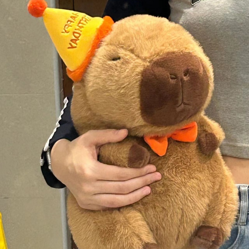 Gấu Bông Chuột Capybara Đội Mũ Happy thumb
