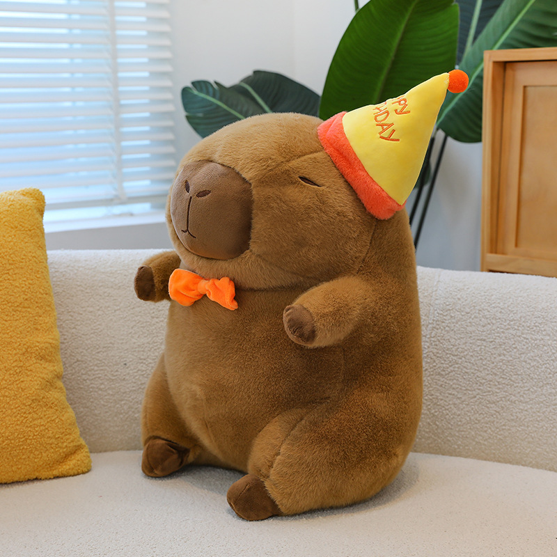 Gấu Bông Chuột Capybara Đội Mũ Happy thumb