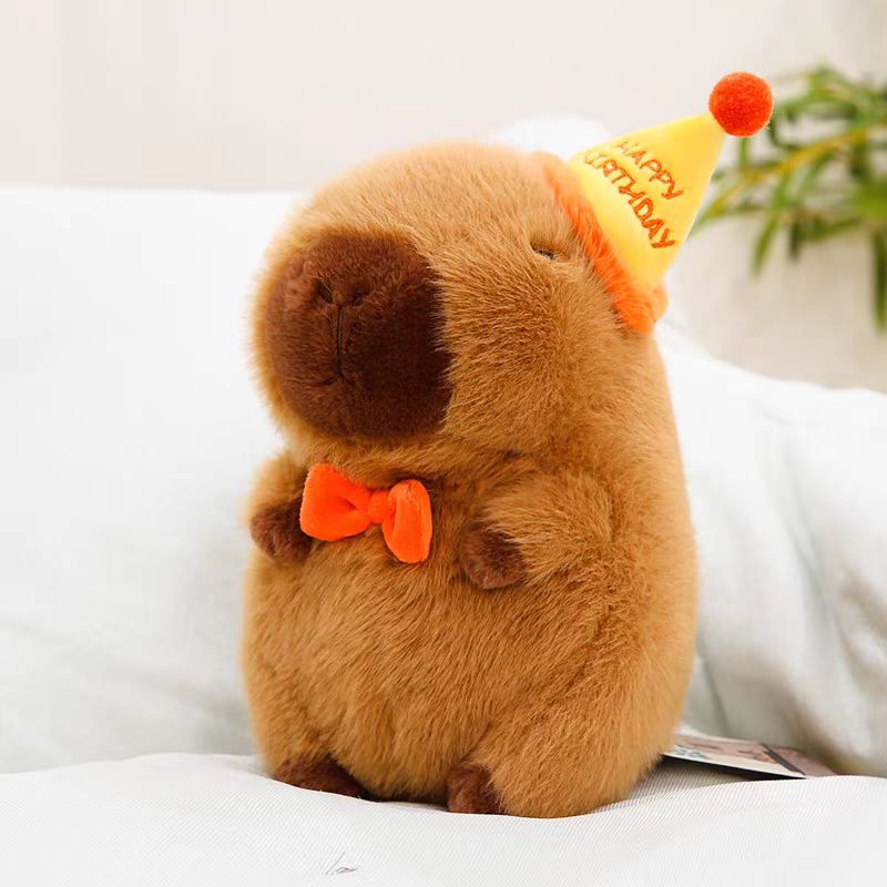 Gấu Bông Chuột Capybara Đội Mũ Happy thumb