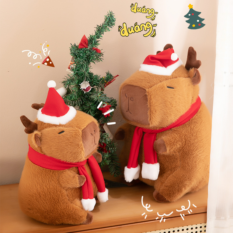 Gấu Bông Noel Capybara Tuần Lộc thumb