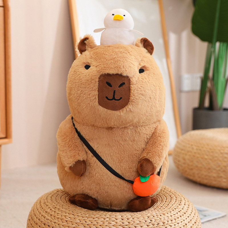 Gấu Bông Capybara Đội Vịt Đeo Túi thumb