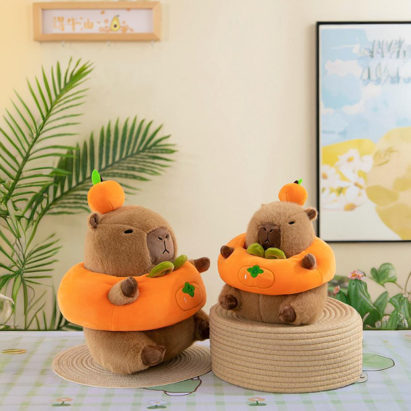 Gấu Bông Capybara Mặc Áo Quả Hồng thumb